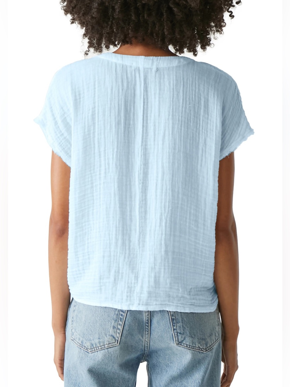 NWT Michael Stars Light Blue Double Gauze Cotton Surplice Wrap Top Size Small - Picture 2 of 12